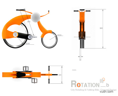 Rotation概念折叠自行车设计