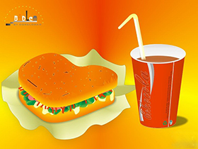 CorelDRAW绘图实例教程，教你cdr绘制汉堡可乐套餐效果图